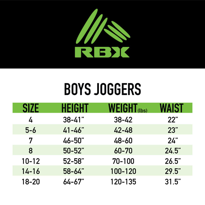 RBX Boys' Sweatpants - Active Tricot Jogger Playwear Pants (4 Pack) Black/Black/Light Grey/Black 4 - LeoForward Australia