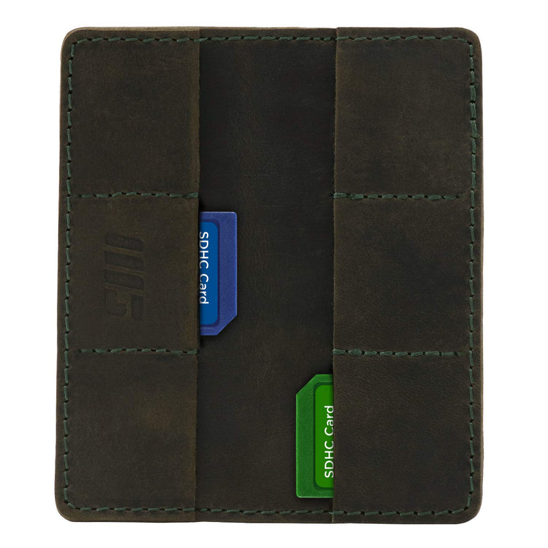 MegaGear Leather SD Card Holder with 12 Card Slots Green - LeoForward Australia