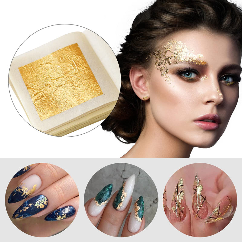  [AUSTRALIA] - KINNO Edible Gold Leaf, Pure Leaf, 24K Gold Leaf Sheets 1.7" 10PCS, Edible Leaves for Cake Decorating, Gold Foil Edible for Skincare, Makeup, Arts, Food 10 Pcs