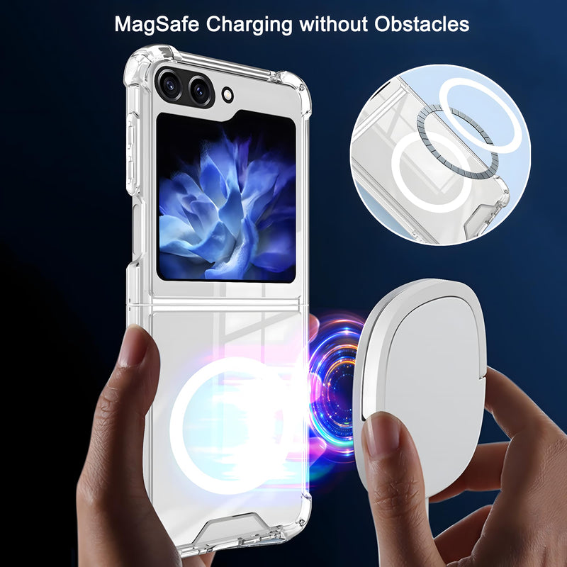  [AUSTRALIA] - HOYZNBI Clear Magnetic Case for Samsung Galaxy Z Flip 5 [Compatible with MagSafe Accessory] Slim Shockproof Mag-Safe Case Anti-Yellow Transparent Phone Cover for Samsung Z Flip 5 5G