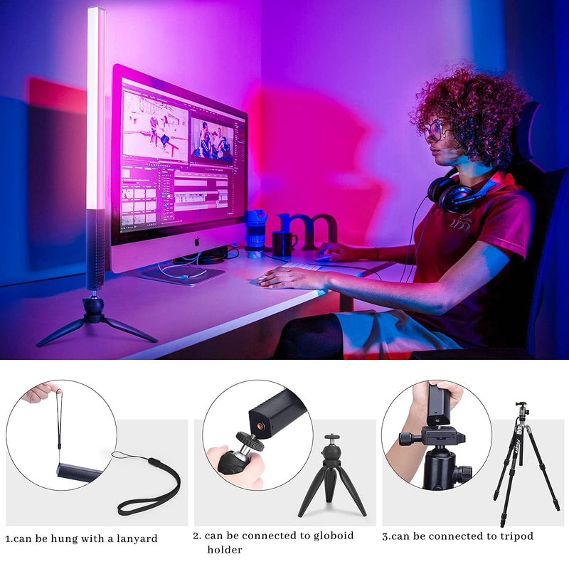  [AUSTRALIA] - Portable LED Photography Light Wand, LUXCEO Handheld LED Video Light 1000 Lumens CRI 95+ USB Rechargeable with Remote Control, Carry Bag, Adjustable Color Temperature 3000K-6000K and 36 Colors