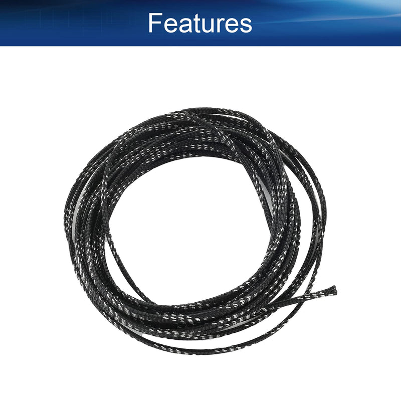  [AUSTRALIA] - Bettomshin 1Pcs 16.4Ft PET Braided Cable Sleeve, Width 0.24 Inch Expandable Braided Sleeve for Sleeving Protect Electric Wire Electric Cable Black 16.4 Ft (6mm Width)
