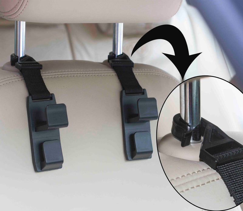  [AUSTRALIA] - PLUSLOR Headrest Hooks for Car, Car Headrest Hooks for Front Back Seat - Handy for Purse, Grocery Bags, Handbag and Backpack(Set of 4) 4 Pack