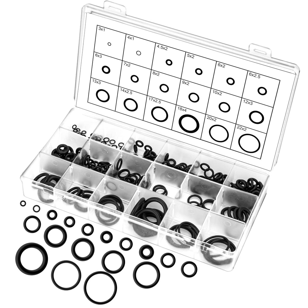  [AUSTRALIA] - 225PCS Rubber O Ring Assortment Kits 18 Sizes Sealing Gasket Washers Made of Nitrile Rubber NBR for Professional Plumbing, Automotive Repair, Air or Gas Connections