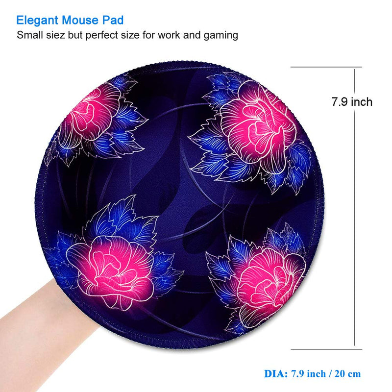 BOSOBO Round Mouse Pad, Beautiful Flowers Mouse Pad, Small Mousepad with Designs, Non-slip Rubber Mouse Pad with Stitched Edges, Customized Mouse Pad for Women Girls Office Dorm Computer Laptop Travel - LeoForward Australia