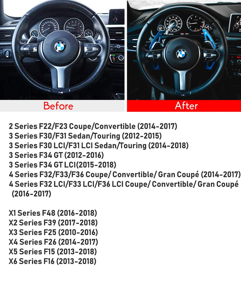 For BMW Paddle Shifter Extensions,Jaronx Aluminum Metal Steering Wheel Paddle Shifter(Fits: BMW 2 3 4 X1 X2 X3 X4 X5 X6 series,F22 F23 F30 F31 F33 F34 F15 F16 F25 F26) -NOT for 5 6 Series F10 F11-Blue Blue F Chassis - LeoForward Australia