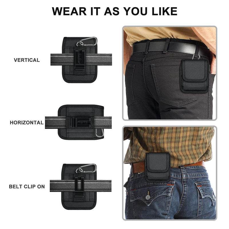  [AUSTRALIA] - ykooe Phone Holster for Samsung Galaxy Z Flip/Z Flip 5G/Z Flip 3 5G, Motorola Razr 2019/ Razr 5G Nylon Vertical Cellphone Belt Clip Holster Pouch Holder Waist Carrying Hanging Bag Case Black