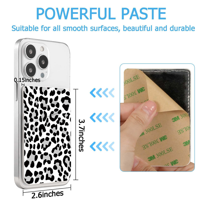  [AUSTRALIA] - Leather Phone Card Holder Phone Wallet, Stick Back Phone Wallet Sticker Stylish Phone Case Credit Card Holder, Suitable for iPhone, Samsung, Android and Most Smart Phones.Leopard Print Black