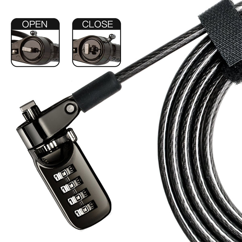  [AUSTRALIA] - I3C Laptop Cable Lock, 4 Digital Combination Lock, Security Computer Cable Lock, Anti Theft Combination Lock for iPad Tablet Laptop MacBook Dell HP Lenovo Samsung Android and Other Device password+black