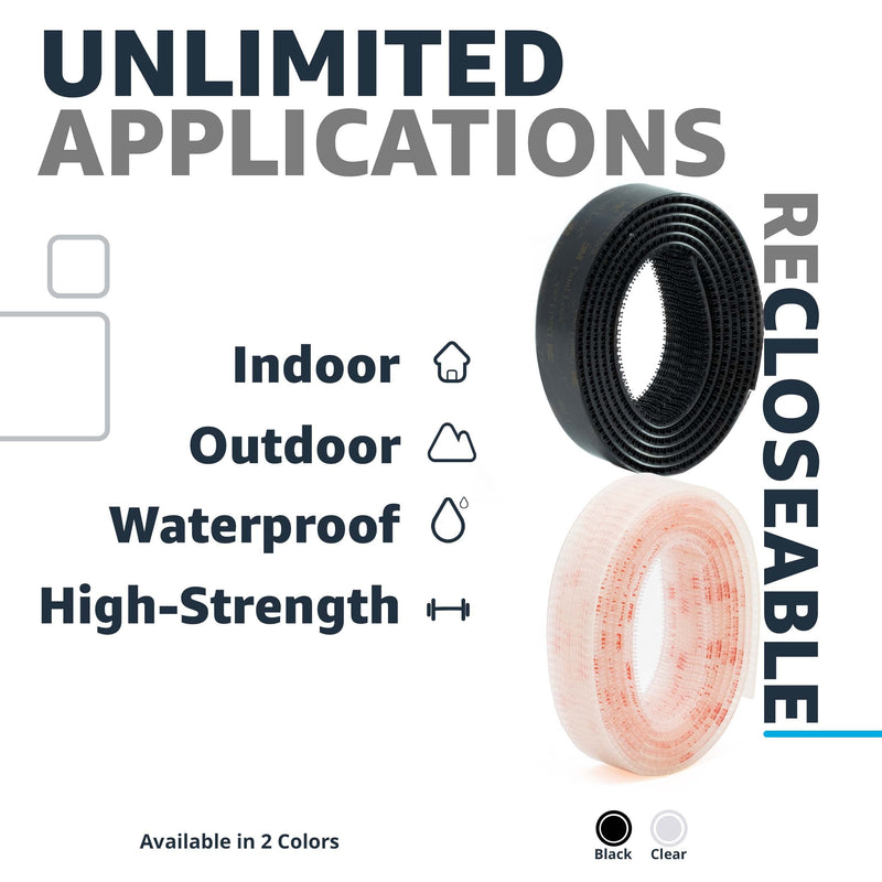  [AUSTRALIA] - Scotch Clear Self-Mating Reclosable Fastener 250, 1” x 10’ Ft with Scissors for DIY, Pedal Boards, Home, Office, Frames