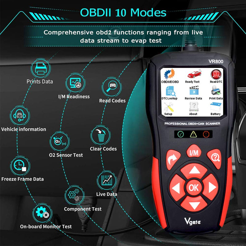 Vgate VR800 OBD2 Scanner - Professional EOBD OBDII CAN Diagnostic Code Reader for Check Engine Light - LeoForward Australia