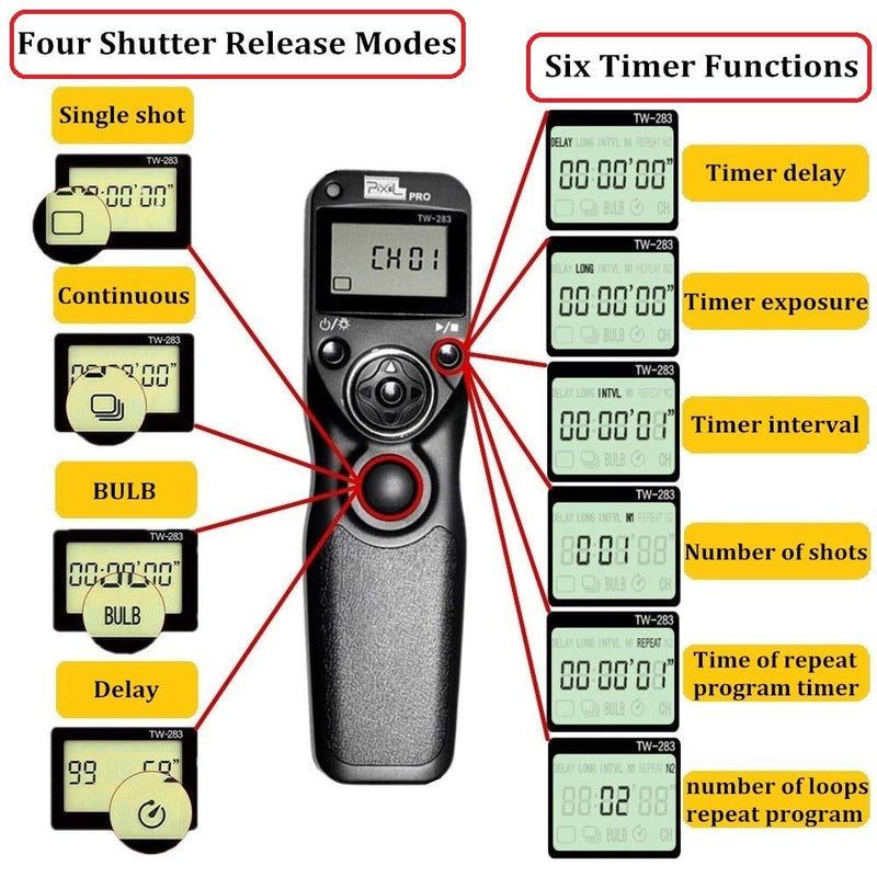  [AUSTRALIA] - Pixel Timer Remote Control Shutter Release TW283-UC1 for Olympus E-M1 E-M5 E-M5-II E-M10 E-M10-II Pen-F EPL8 EPL7 EPL6 EPL5 EPL3 EPL2 EP5 EP3 E400 E410 E420 E450 E510 E520 E550 E600 E620 590UZ TW-UC1 Olympus