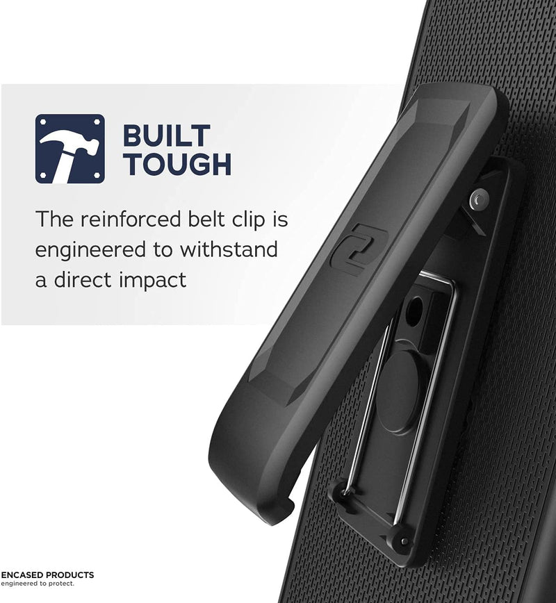  [AUSTRALIA] - Encased Rebel Designed for iPhone 13 PRO Belt Clip Case (2021) Protective Shockproof Case with Holster (Black) Black