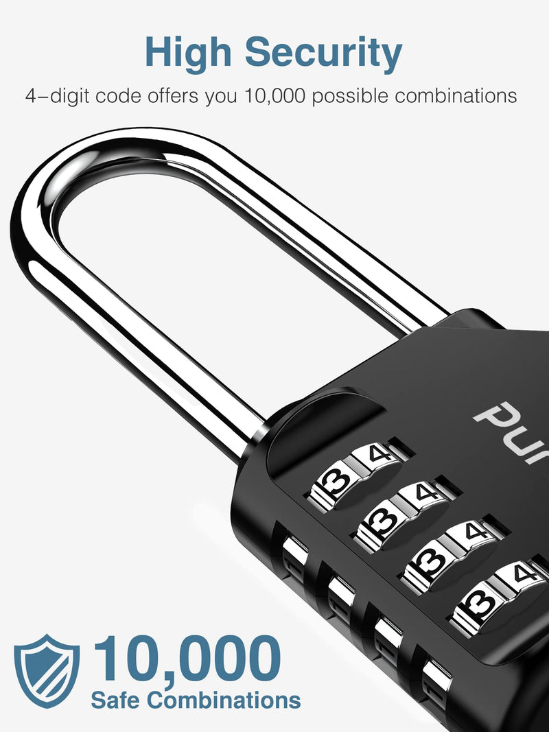  [AUSTRALIA] - Puroma 4 Pack 2.6 Inch Combination Lock 4 Digit Outdoors Padlock for School Gym Locker, Sports Locker, Fence, Toolbox, Case, Hasp Storage (Black) Black