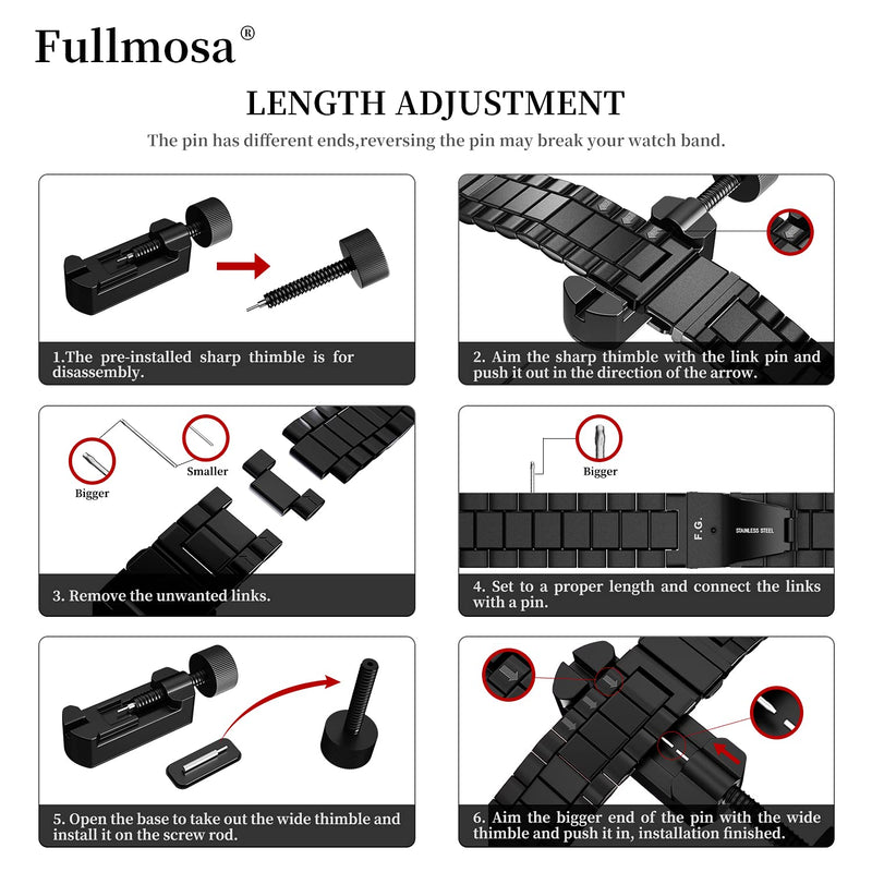  [AUSTRALIA] - Fullmosa Compatible Apple Watch Band 42mm 44mm 45mm 38mm 40mm 41mm, Stainless Steel iWatch Band for Apple Watch Series 7/6/5/4/3/2/1/SE, 38mm 40mm 41mm Black