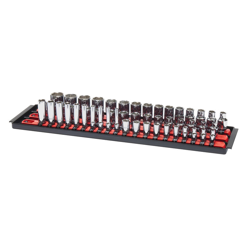 Ernst Manufacturing - 8450 Socket Boss 3-Rail Multi-Drive Socket Organizer, 19-Inch, Red - LeoForward Australia