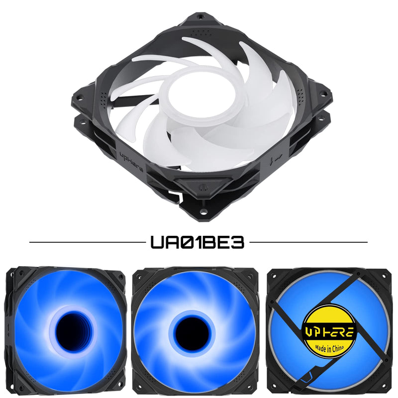  [AUSTRALIA] - upHere 120mm PC Case Fan,3-Pin Infinity Blue Ring Led,High Performance Cooling Fan,Long Life Bearing Computer Cooling Fan, for PC Cases,UA01BE3-3,(3-Pack) Blue LED
