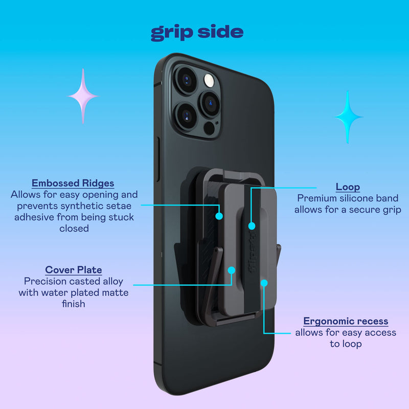  [AUSTRALIA] - Flipstik Pro – Sticks to Any Flat Surface Like Walls or Mirrors – Hands Free Selfies – Videos – car Mount – Tripod – Phone Stand – Kickstand – Finger Grip Loop for Secure Hold (Black) Black