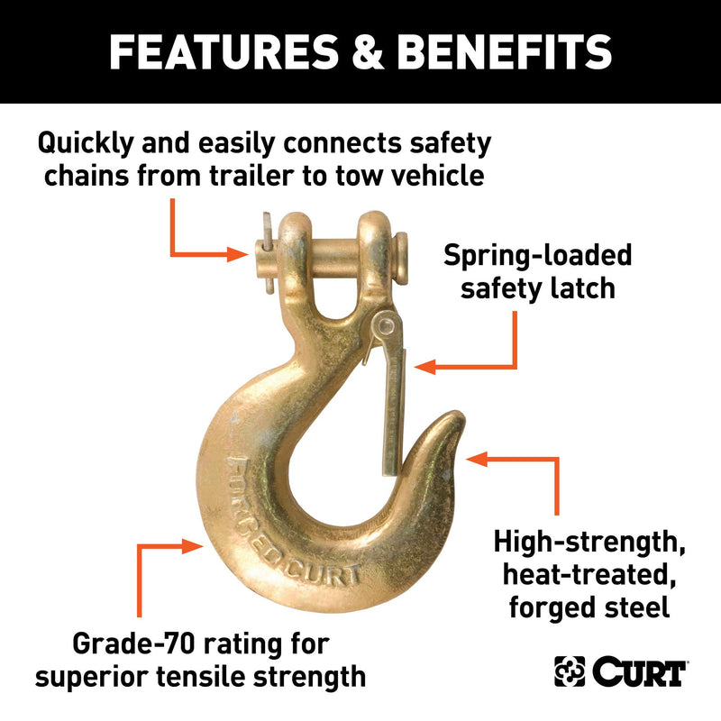  [AUSTRALIA] - CURT 81950 5/16-Inch Forged Steel Clevis Hook with Safety Latch 18,000 lbs., 3/4-Inch Opening