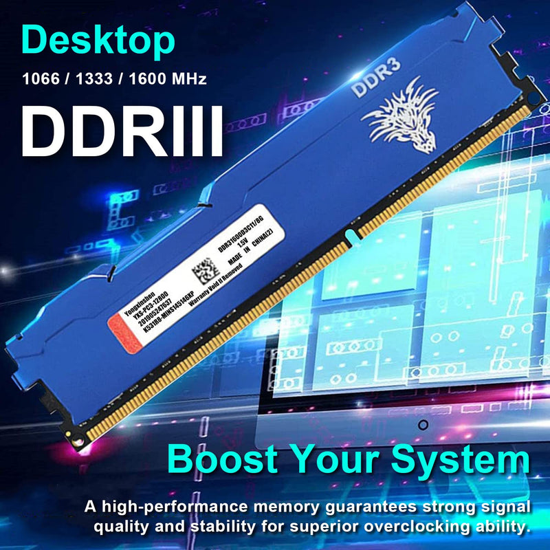  [AUSTRALIA] - DDR3 8GBx2 (16GB kit) 1600MHz PC3-12800 CL11 240Pins 1.5V Non-ECC Unbuffered UDIMM Desktop Memory RAM (Blue) 16GB Kit(2x8GB) Blue-Desktop