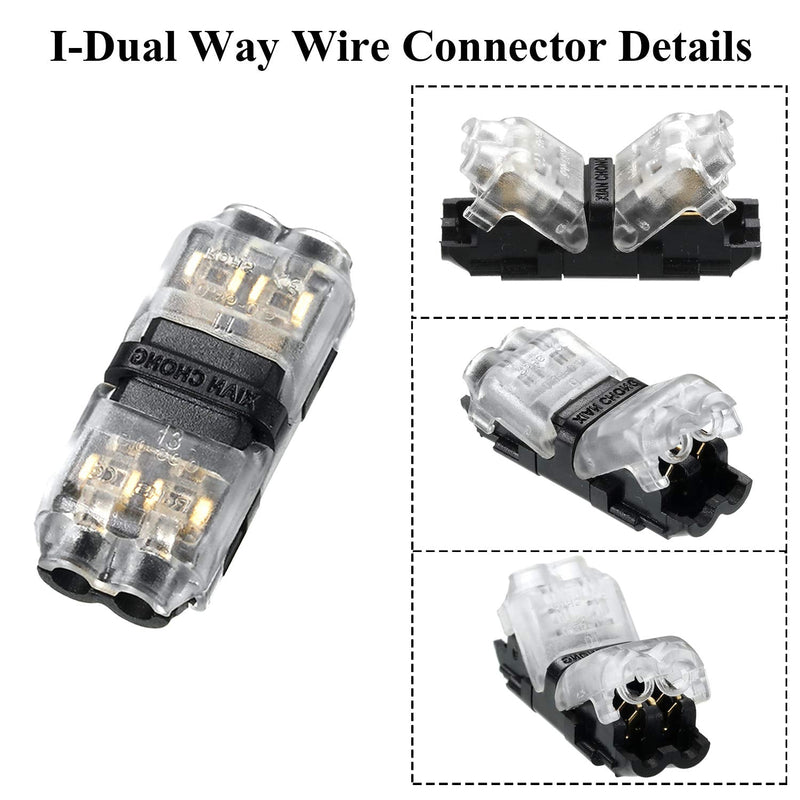 [AUSTRALIA] - 15 Pieces Low Voltage I Tap Wire Connectors 2 Pin 2 Way Universal Compact I Shape Terminals Without Wire Stripping Requirement Quick Toolless Solderless Wire Splice Connector Kit for 18-22 AWG