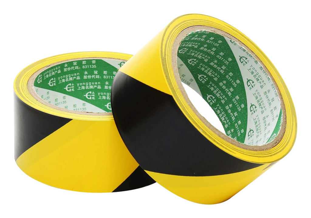 [AUSTRALIA] - 2 Rolls Black & Yellow Hazard Warning Safety Stripe Tape:1.9" x 18 Yds. Widely Used For Walls, Floors, Pipes And Equipment Marking.