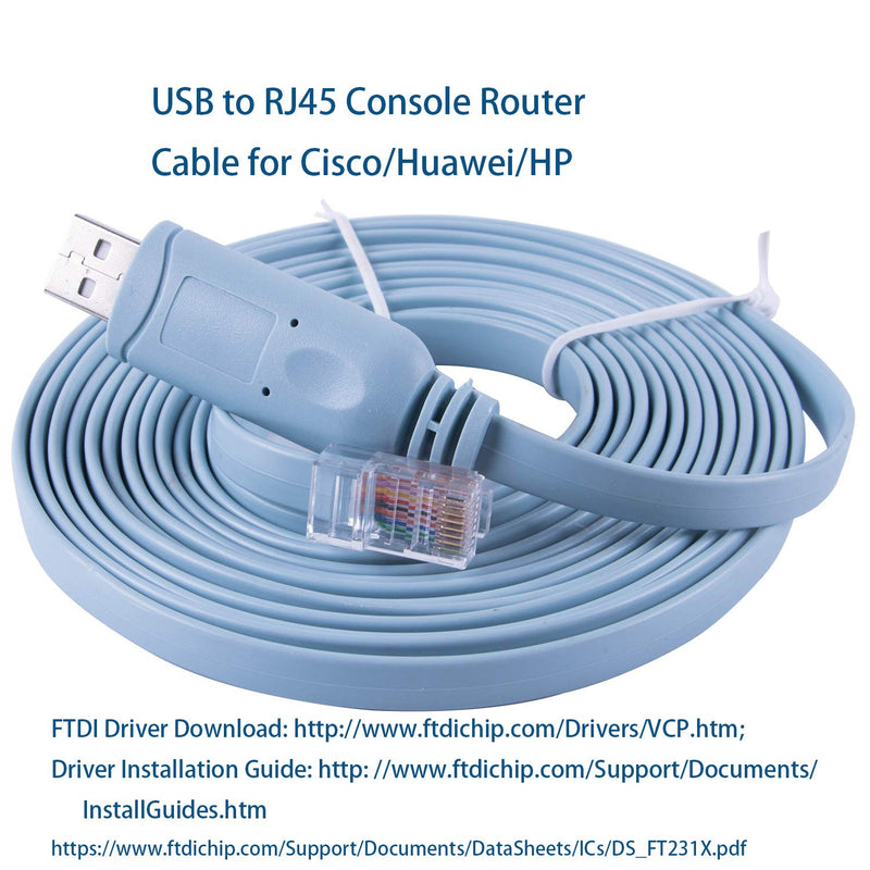  [AUSTRALIA] - Network Equipment Console Cable for Cisco Routers, Switches and Firewall Equipment,USB Type A to RJ45 RS232 Console Cable (12FT, USB A) 12FT USB Type-A