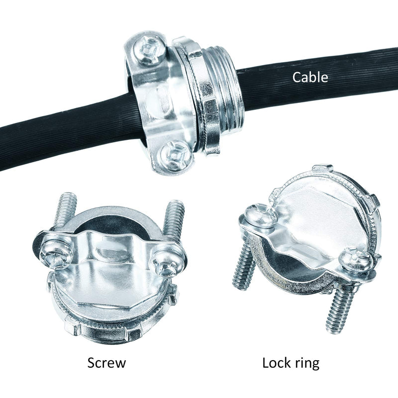  [AUSTRALIA] - Clamp Type Connector Cable Connector Clamp Cable Connector for Metallic Conduit Protect Cables Silver (4, 1/2 Inch) 4