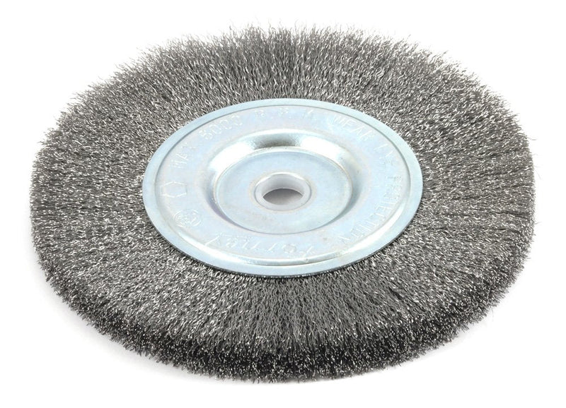  [AUSTRALIA] - Forney 72747 Wire Bench Wheel Brush, Fine Crimped with 1/2-Inch and 5/8-Inch Arbor, 6-Inch-by-.008-Inch