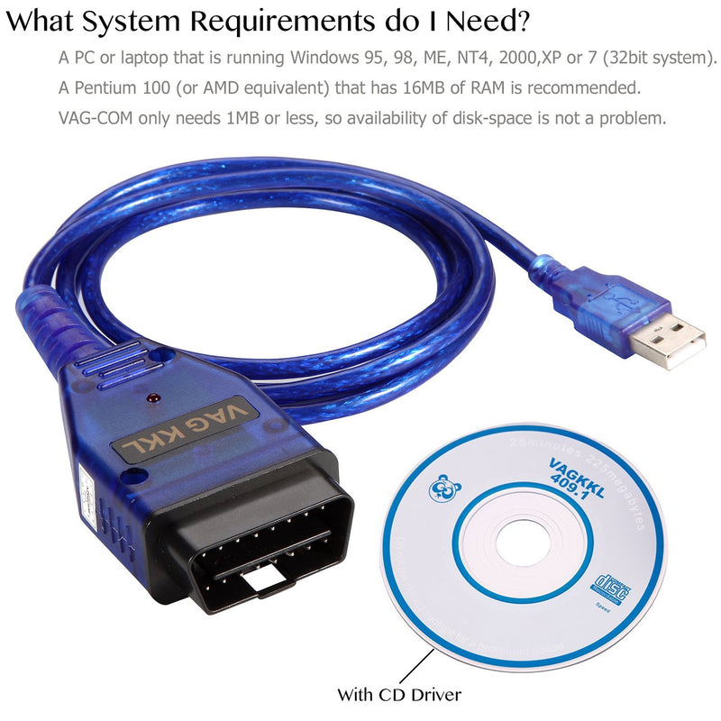 VIMVIP VAG-COM KKL 409.1 OBD2 USB Cable Auto Scanner Scan Tool Compatible with Audi VW SEAT Volkswagen - LeoForward Australia