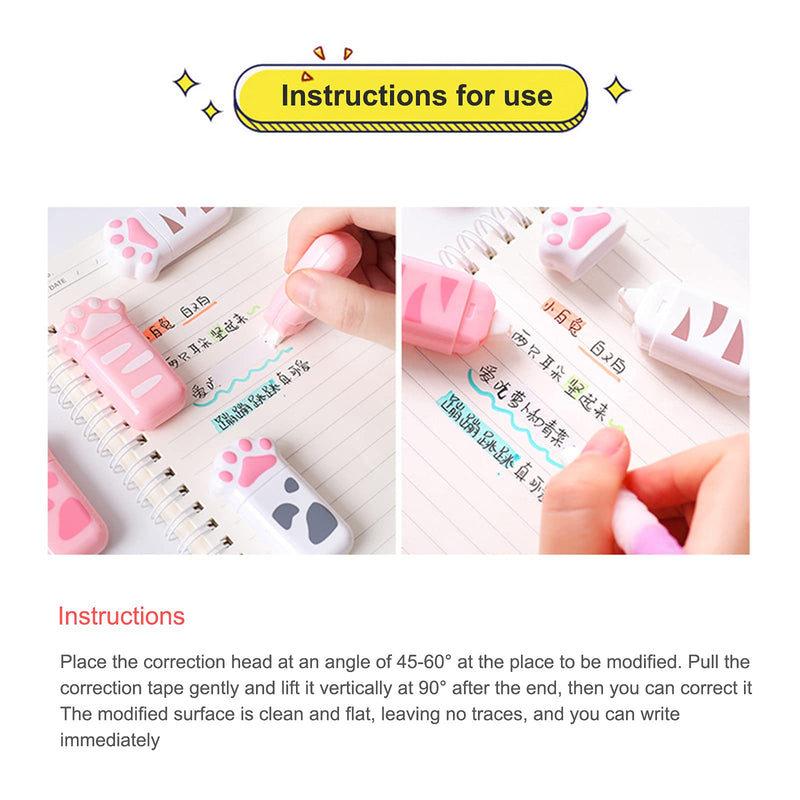  [AUSTRALIA] - 6 Pack Milk Cat Claw Cartoon Correction Tape, Cute Girl Net Red Correction Tape, for Kids Students Writing Office School Supplies