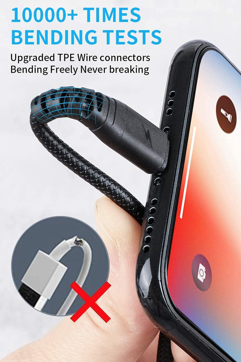  [AUSTRALIA] - iPhone Charger 3ft,Cabepow [3 Pack] Lightning Cable 3 Foot, iPhone Charging Cord 3 Feet 2.4A USB Cables Compatible with iPhone 11/Xs/XS Max/XR/X / 8/8 Plus / 7/7 Plus/ 6(Black) Black 3Foot