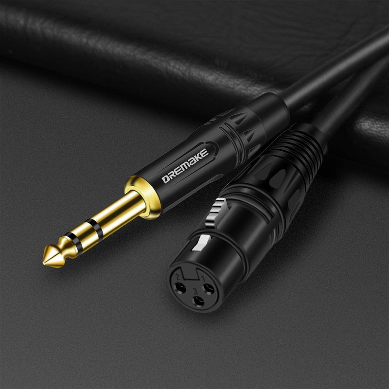  [AUSTRALIA] - DREMAKE Balanced Cable 15 Foot TRS 6.35mm (1/4 Inch) Male to XLR Female Mic Cable for Amplifier, Speakers - Black 15FT/4.5M