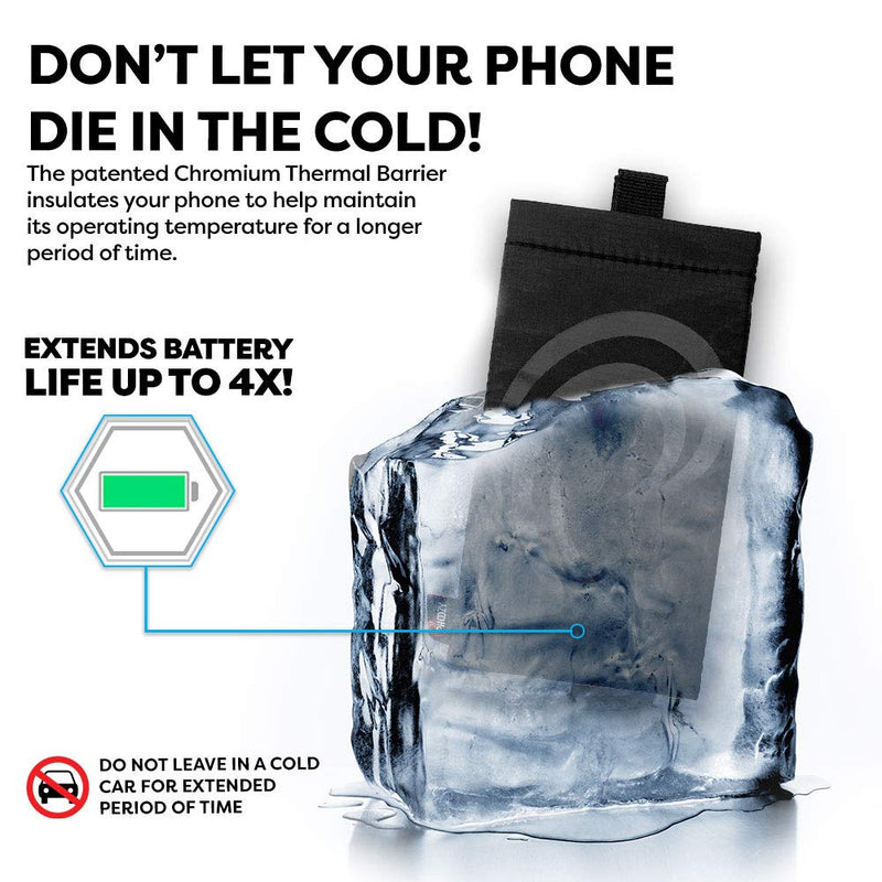  [AUSTRALIA] - PHOOZY Apollo II Thermal Phone Case with Antimicrobial Lining and Keyring - AS SEEN ON Shark Tank - Insulated Cold Weather Case Prevents Freezing, Extends Battery Life, Drop Proof (Blackout - Medium)