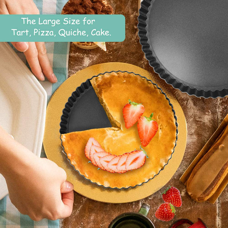  [AUSTRALIA] - 9 Inch and 4 Inch Tart Pan with Removable Bottom, 2 PCS 9 Inch Quiche Pan and 4 PCS 4 Inch Pie Pan, Non-Stick Baking Pan (Set of 6)