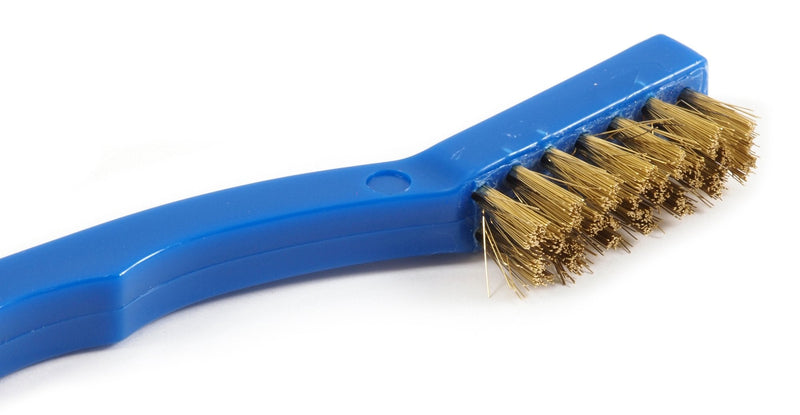  [AUSTRALIA] - Forney 70489 Wire Brush, Brass with Plastic Handle, 7-1/4-Inch-by-.006-Inch , Blue