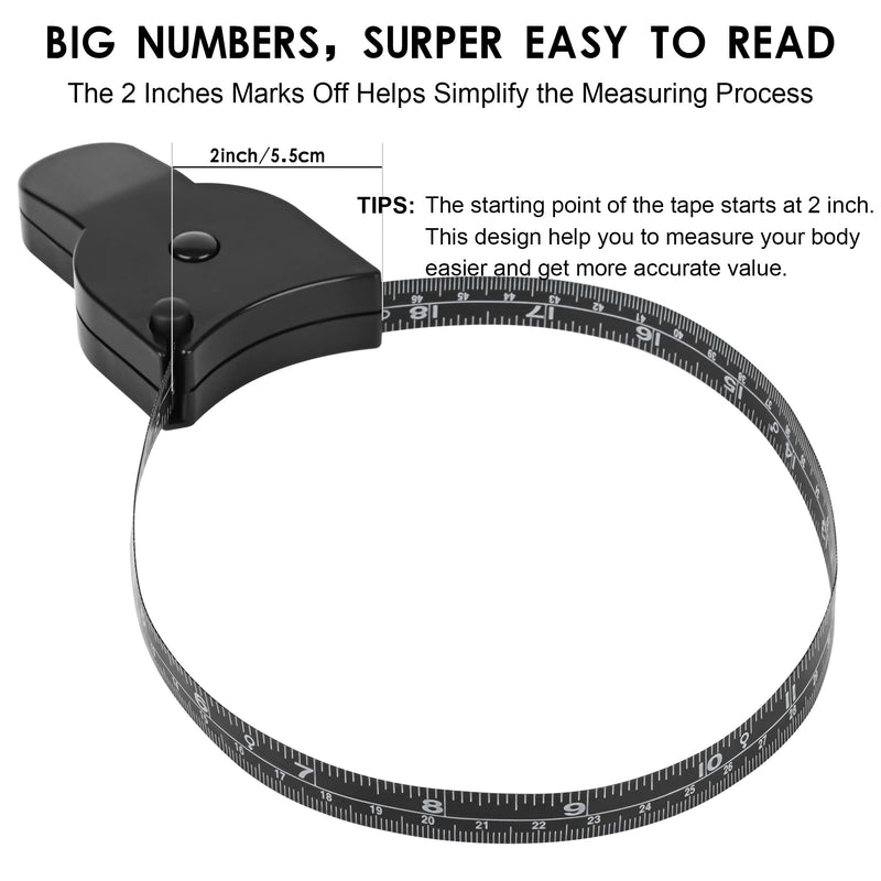  [AUSTRALIA] - Tape Measure Body Measuring Tape 60inch (150cm),Lock Pin and Push-Button Retract,Arms Chest Thigh or Waist Measuring Tape for Home Fitness Goals，Black