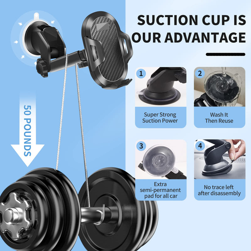 [AUSTRALIA] - TAPMEI T33 Phone Holder for Car 【Off-Road Level Suction Cup】 Universal Long Arm Cell Phone Holder Mount Dashboard Windshield Hands-Free Compatible with All Smartphones