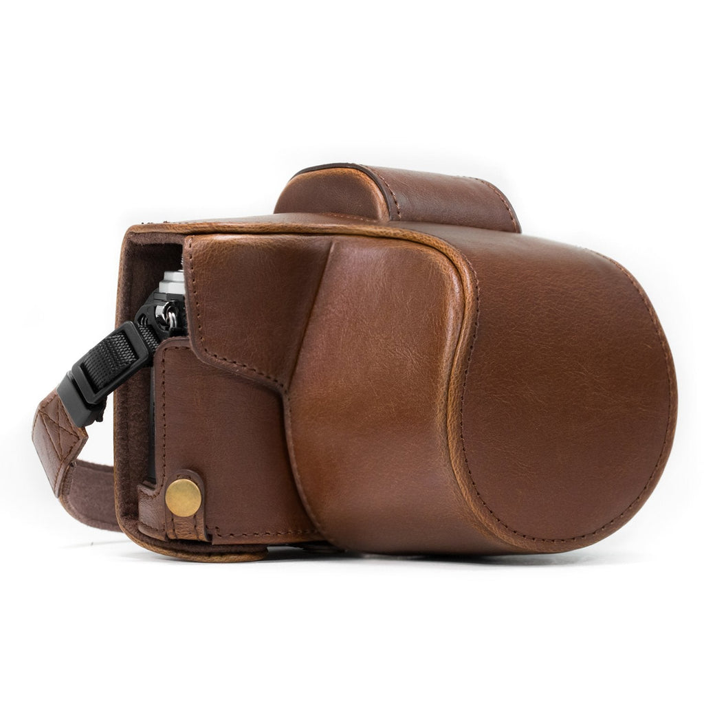  [AUSTRALIA] - MegaGear Ever Ready Leather Camera Case Compatible with Olympus OM-D E-M10 Mark II, E-M10 (14-42mm) Dark Brown