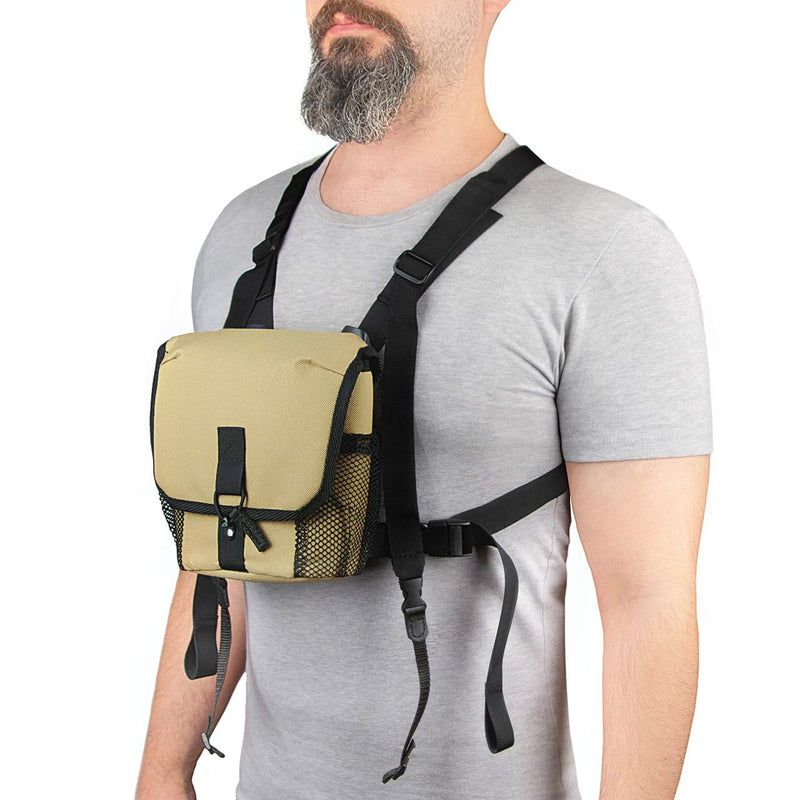  [AUSTRALIA] - Binocular Harness, Optics Glasspak. Guide Binopack for Binoculars. Hunting and Hiking Binopack. BEIGE