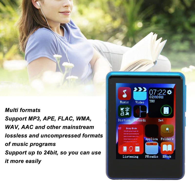  [AUSTRALIA] - Mp3 Player with Bluetooth, 2.4 HD Full Touch Screen, Portable HiFi Sound Walkman Digital Music Player with FM Electronic Book Function, Mini Portable Music Player (4+64GB (Memory Card)) 4+64GB (Memory Card) Blue