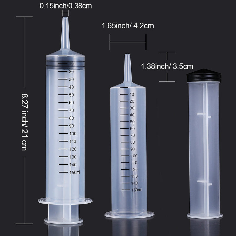  [AUSTRALIA] - Frienda 4 Pack Large Plastic Syringe for Scientific Labs and Dispensing Multiple Uses Measuring Syringe Tools (150 ml)