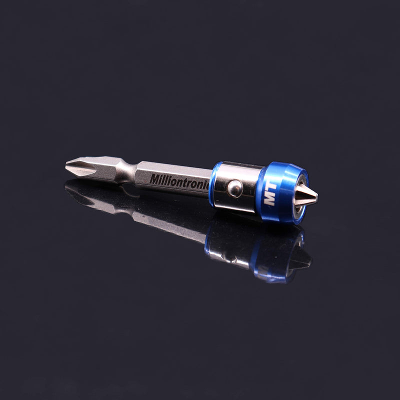  [AUSTRALIA] - 1 Magnetic Screwlock Sleeve and Double Head Phillips PH2 Screwdriver Bit. Accepts All 1/4" Screwdriver & Impact Bits. Precision CNC Machined S2 Steel & Aluminum. Strong Neodymium Magnet Rings Blue