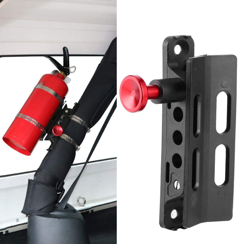  [AUSTRALIA] - Terisass Fire Extinguisher Mount Vehicle Universal Adjustable Roll Bar Fire Extinguisher Bottle Holder Quick Release Fire Extinguisher Bracket for Jeep Wrangler Sport/JK/Sahara (red) Silver, Golden, Red