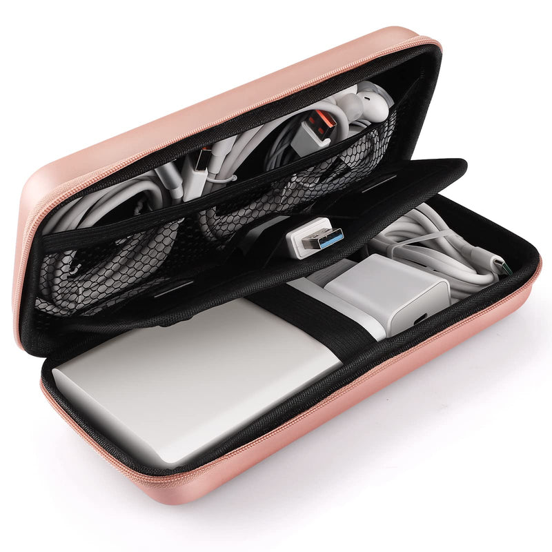  [AUSTRALIA] - [Larger Size] iMangoo Dual Layer Cord Organizer for Mackbook Pro Charger 67W 96W 140W Shockproof Carrying Cruise Ship Essential Travel Must Haves Accessories Airplane Tech Electronic Charger Rose Gold