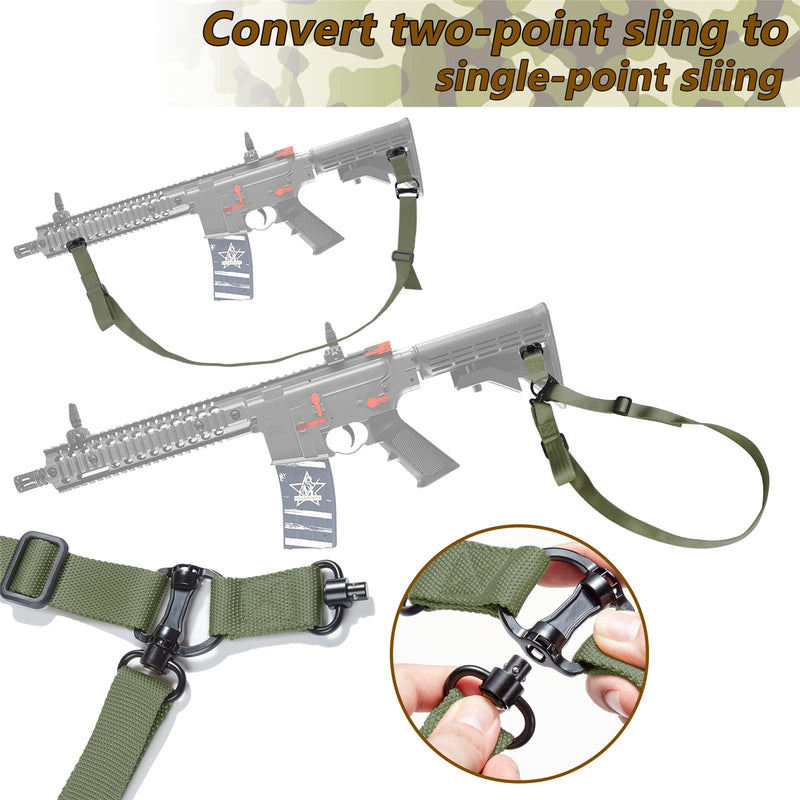  [AUSTRALIA] - Bvgeleat Rifle Sling Two Point Quick Adjustment Rifle Sling QD Sling Swivel Joint Mlok Rail Button Quick Release Sling Attachment. Green