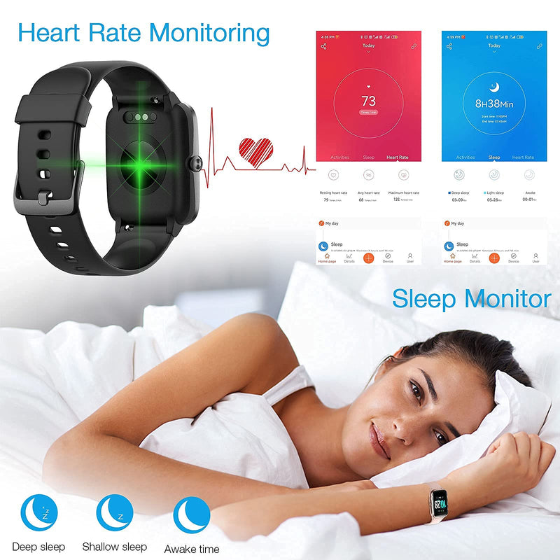  [AUSTRALIA] - Fitpolo Fitness Tracker with 5ATM Swimming Waterproof, Touch Screen Step Calorie Counter Sleep Monitoring Pedometer Activity Tracker Heart Rate Monitor Fitness Watch Smart Watches for Men Women Kids