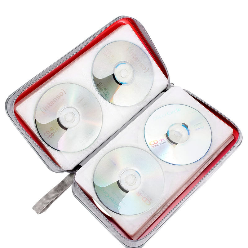  [AUSTRALIA] - Siveit CD Case Holder, 80 Capacity CD/DVD Case Holders Wallet Hard Plastic CD DVD Disc Cases Storage Binder for Car Home Office Travel (Red) Red