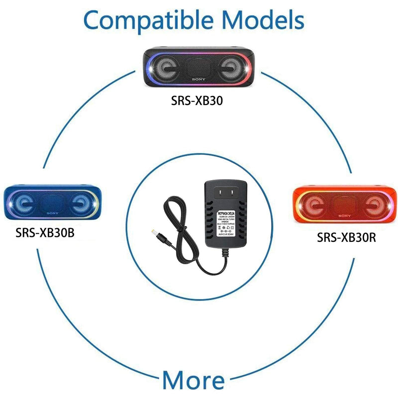  [AUSTRALIA] - 5V AC Charger Charging Cable Cord for Sony SRS-XB30 SRS-XB30B SRS-XB30R SRS-XB30L SRS-XB30G BLK-XB30 RDP-M5iP RDP-M7iP SRS-M55 SRS-A1 SRS-A3 SRS-A212 Portable Speaker Power Supply Adapter (6.6 FT)
