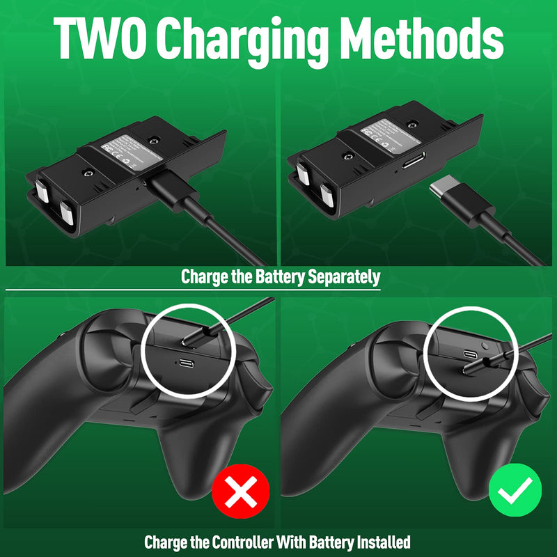  [AUSTRALIA] - Battery Pack Rechargeable for Xbox Series X/S (2020), YCCTEAM 2 Pack 1000mAh Controller Battery Pack, 2.5h Fast Charge Play & Charge Kit Rechargeable Packs with 2FT Type-C USB Charging Cable